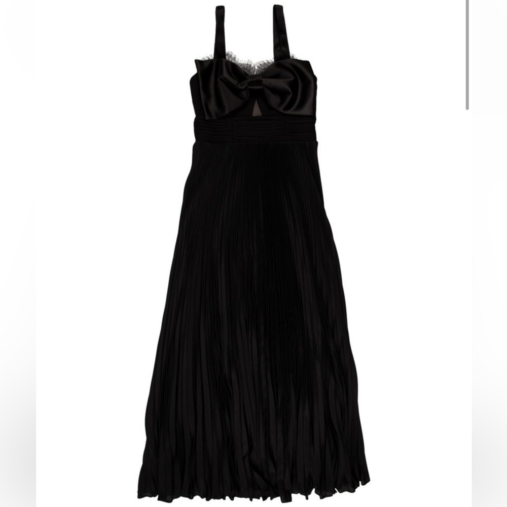 Self Portrait Black Pleated Bow Dress